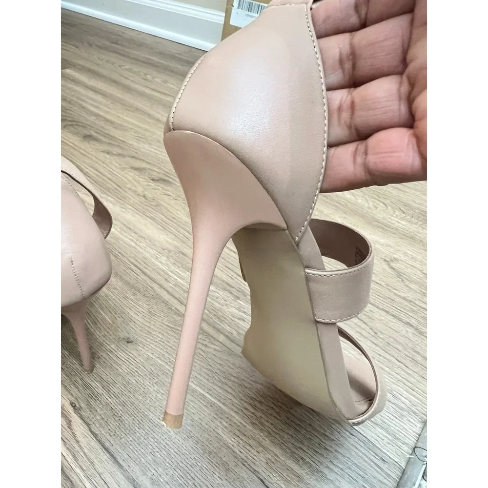 Steve Madden Jelena‎ Tan Leather Heels Size 8 Ankle Strap Stiletto